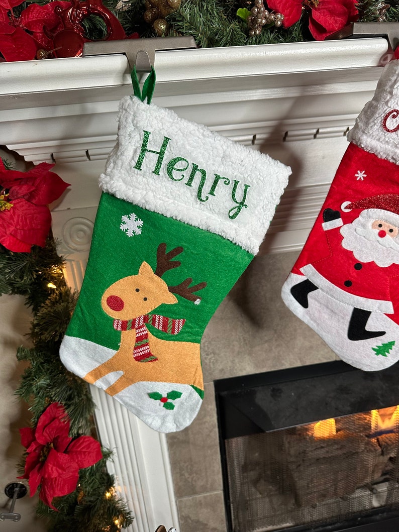 Personalized Fleece Christmas Stockings, Character Christmas Stocking, Custom Holiday Stockings, Christmas Stockings, Personalized image 8
