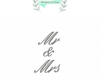 Mr & Mrs embroidery design. Wedding Bridal Party Embroidery Designs. Bridal font. PES and 8 other formats. (001)