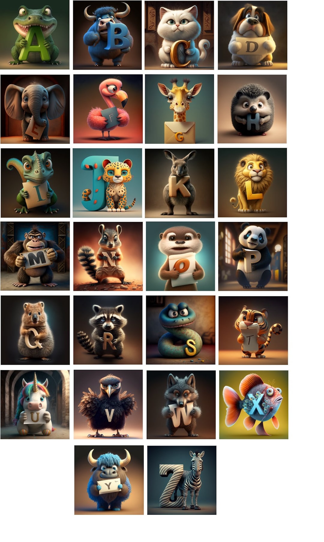 Printable Alphabet Letters, Animals - Etsy