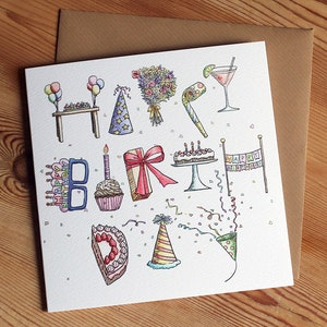 Happy Birthday Card Birthday Party Alphabet Card 148mm x 148mm image 3