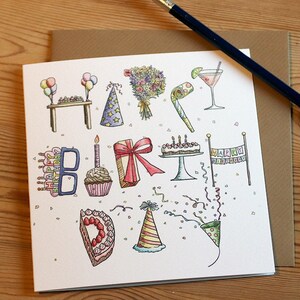 Happy Birthday Card Birthday Party Alphabet Card 148mm x 148mm image 6