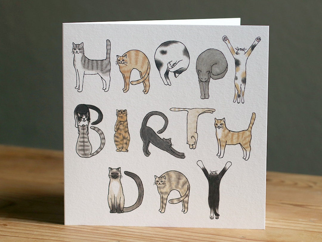 Cats Birthday Card 148mm X 148mm - Etsy