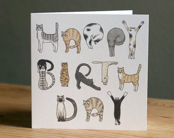 Carte d'anniversaire chats 148 mm x 148 mm