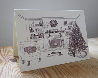 Sleeping Cat Christmas Card A6