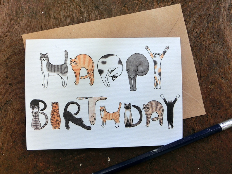 Carte d'anniversaire chats A6 image 3