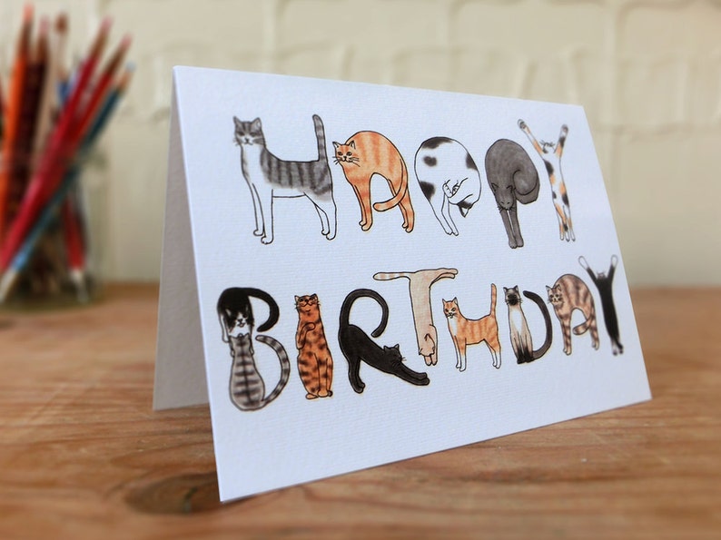 Carte d'anniversaire chats A6 image 2