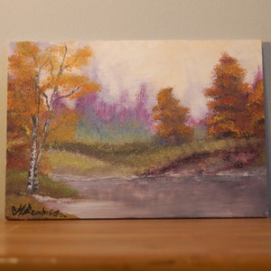 Miniature landscape - oil painting on the playwood.
