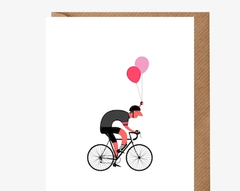 Balloons blank - greetings card, inspired by cycling