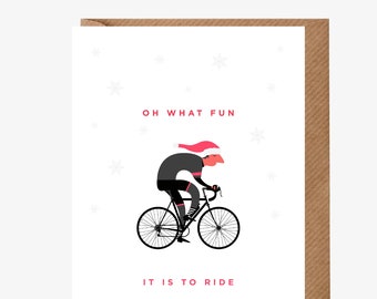 Oh What Fun Christmas - greetings card, inspired by cycling