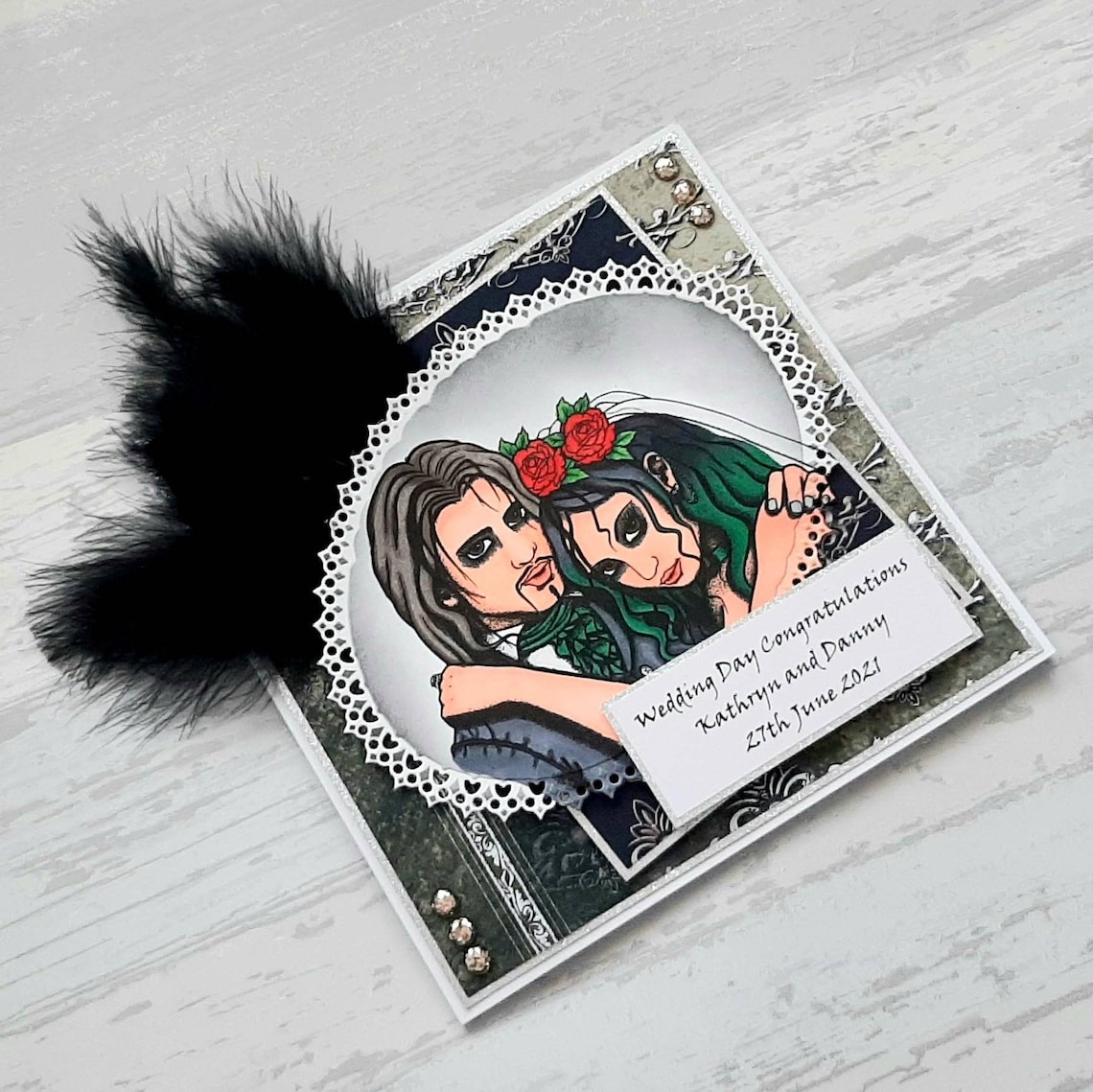 Personalised Handmade Gothic Wedding Card Gothic Bride and Etsy UK