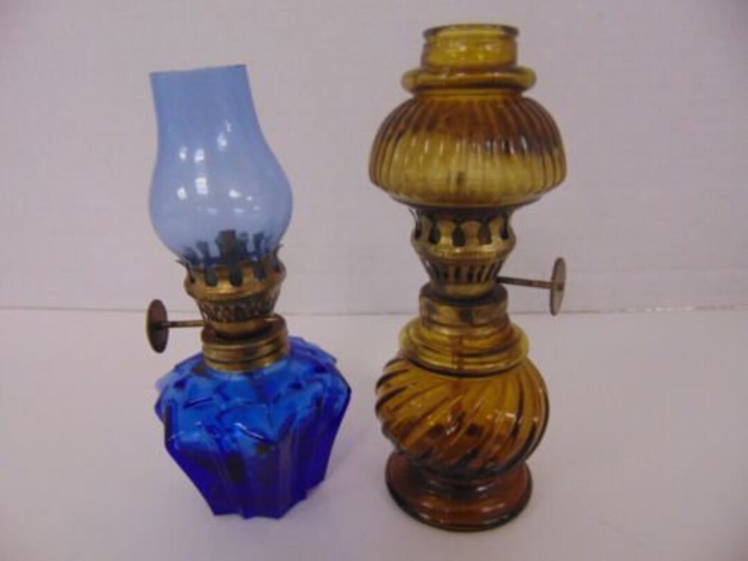 Lot of 2 Vtg Mini 5 Oil Hurricane Lamps Made in Hong Etsy