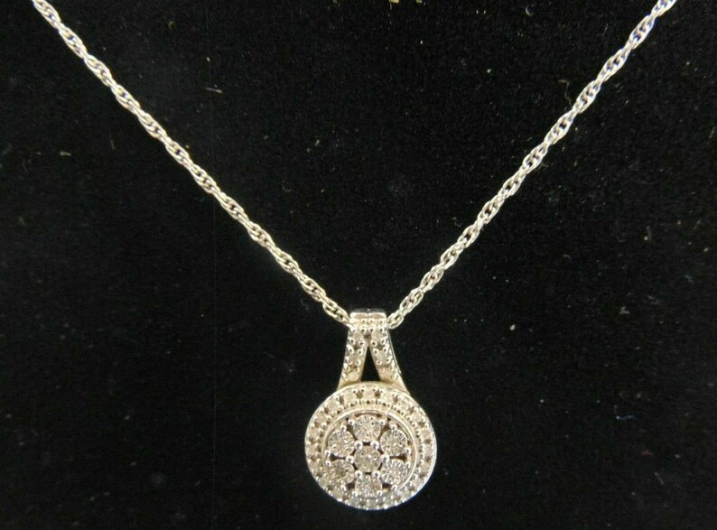 Sterling Silver /& Diamond Necklace Stamped 925 SUN w 18 925 Chain A3039