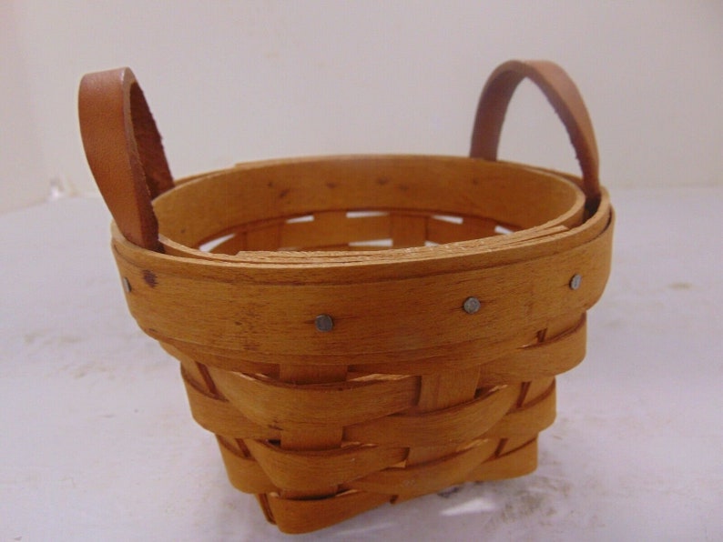 Vintage 1993 Longaberger Basket With Leather Strap Handles Etsy