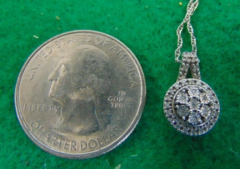 Sterling Silver /& Diamond Necklace Stamped 925 SUN w 18 925 Chain A3039