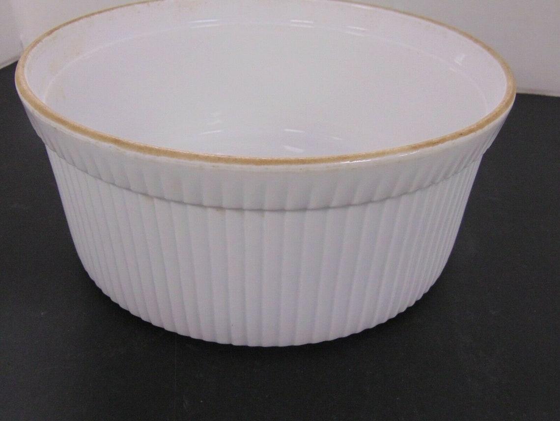 Vintage Apilco Porcelain Classic Souffle Round Baking Dish Etsy