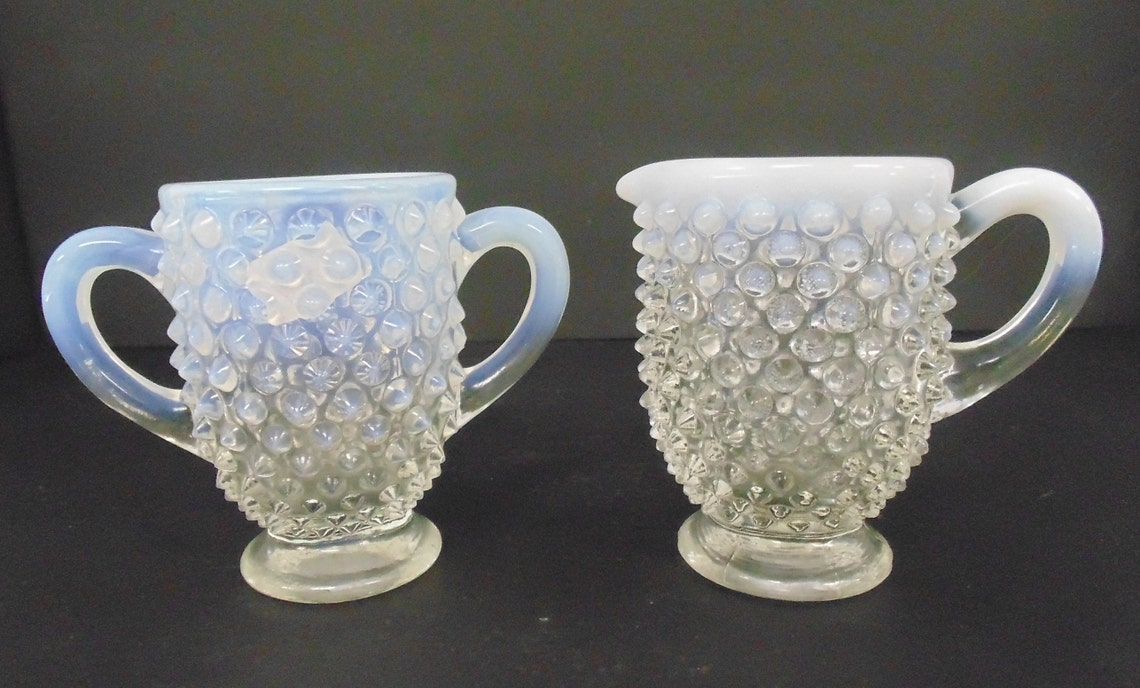 Vintage Milk Glass Sugar and Creamer Set TU115 Etsy