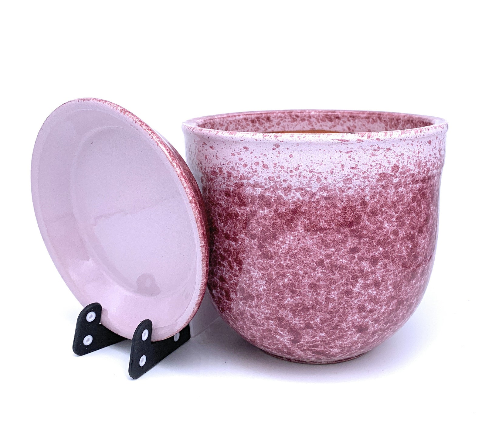 Glazed Ceramic Flower Pot With Saucer Round Terracotta With Etsy UK