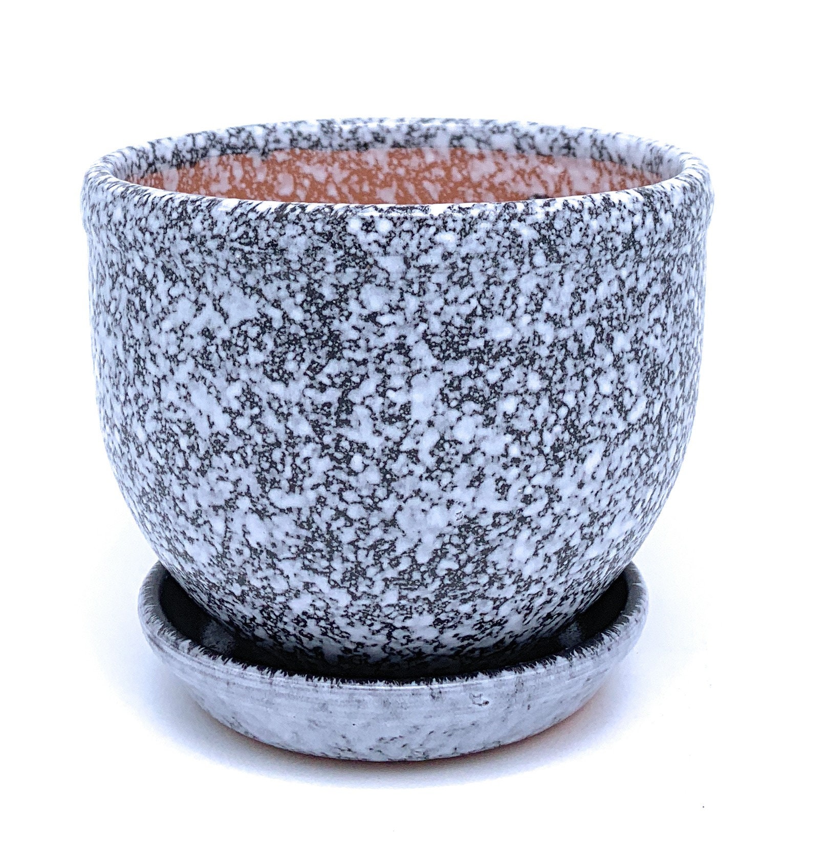 Glazed Ceramic Flower Pot with Saucer Round Terracotta with Etsy