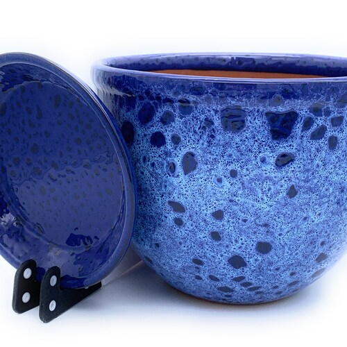 Glazed Ceramic Flower Pot With Saucer Round Terracotta With Etsy UK