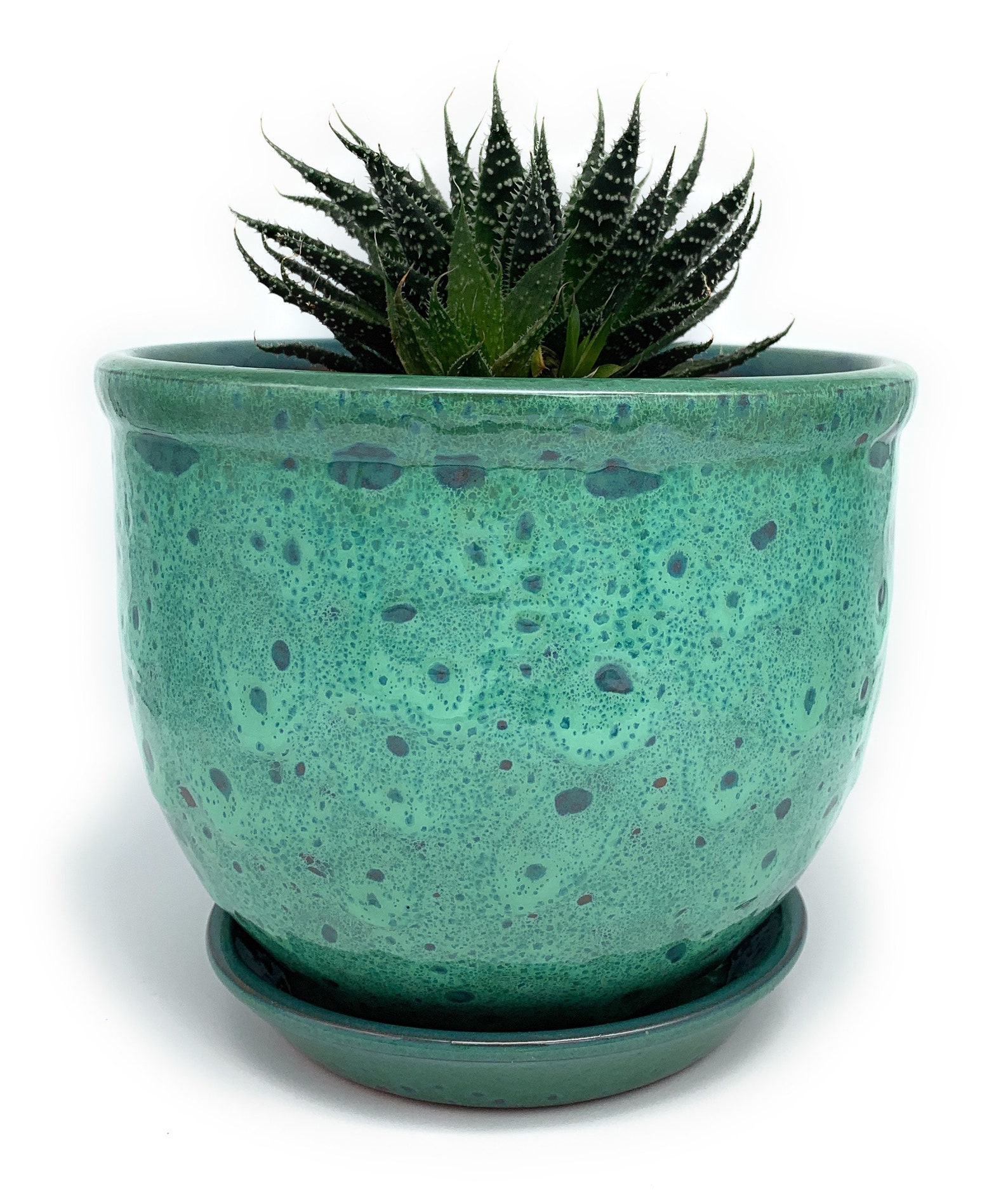 Ceramic Plant Pot Glazed With Saucer Round Terracotta With Etsy UK