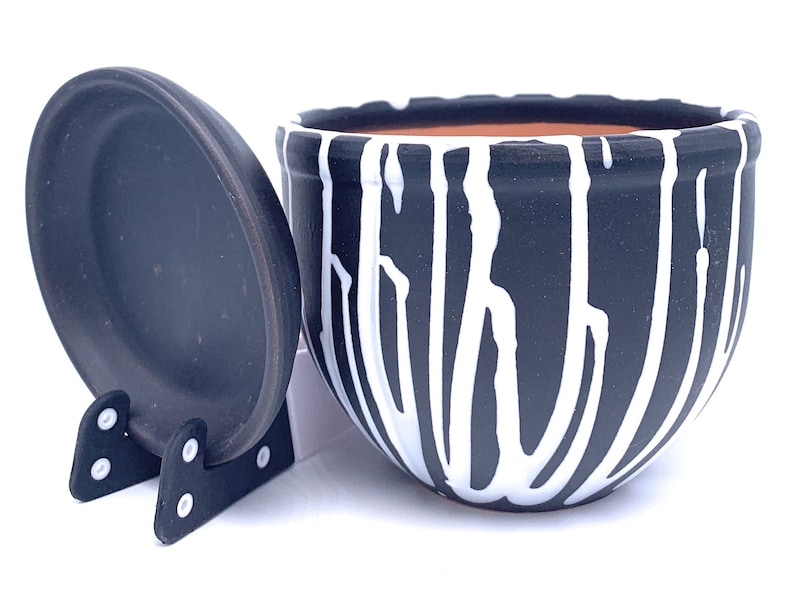 Glazed Ceramic Flower Pot With Saucer Round Terracotta With Etsy UK