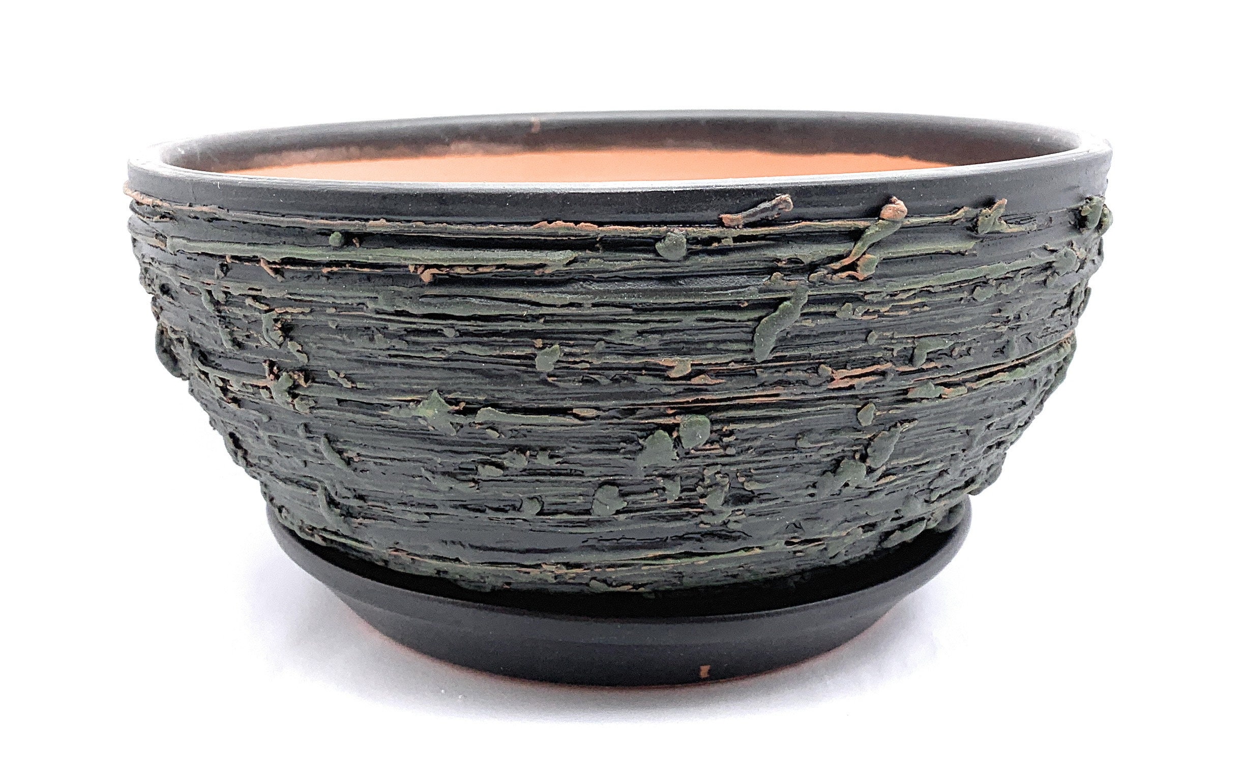 Glazed Ceramic Shallow Flower Pot With Saucer Round Terracotta Etsy UK