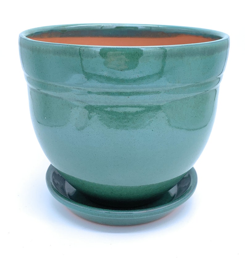 Glazed Ceramic Flower Pot with Saucer Round Terracotta with Etsy