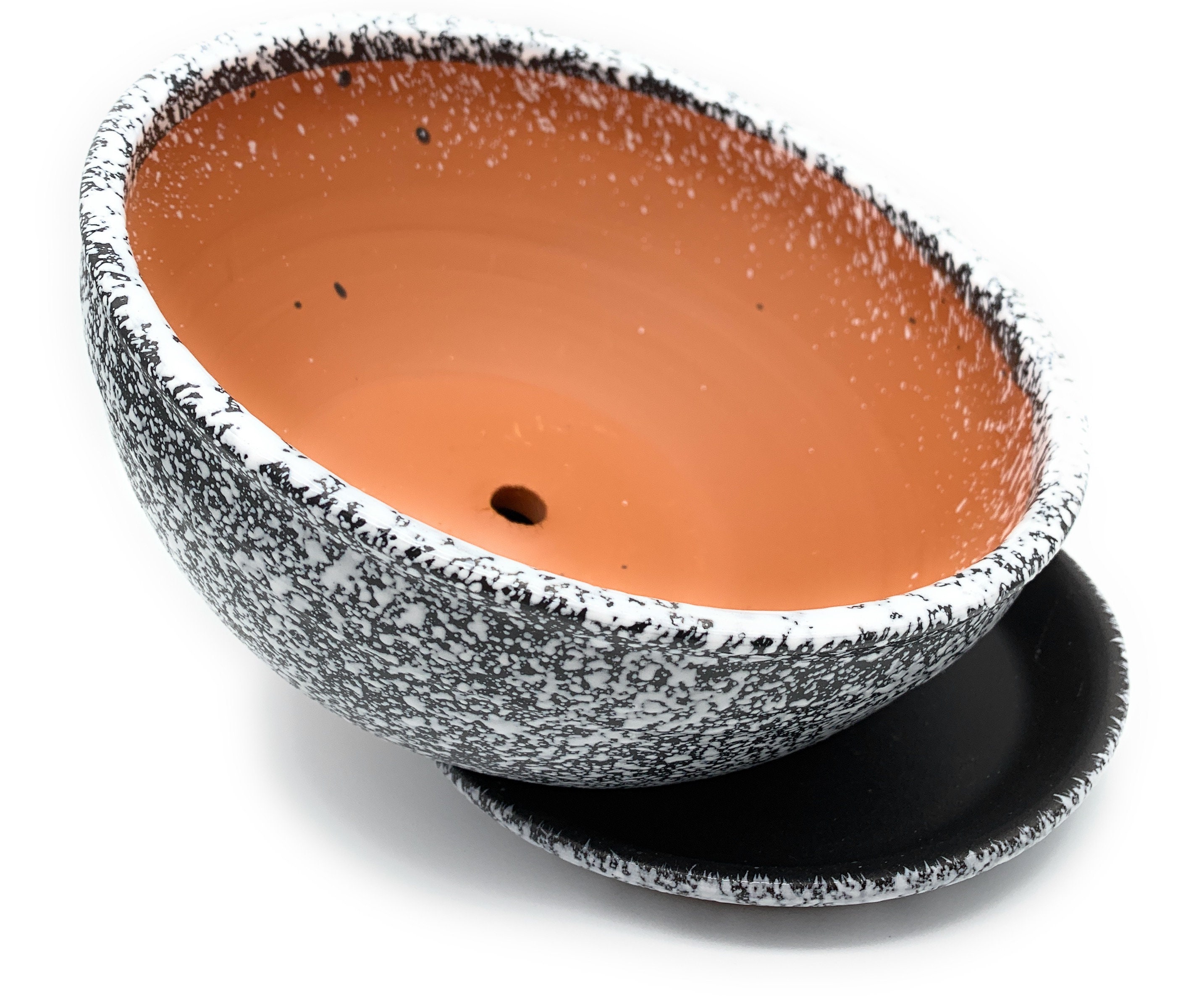 Glazed Ceramic Shallow Flower Pot with Saucer Round Etsy