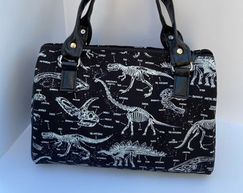 PREORDER - Glow in the dark dinosaur skeletons handbag