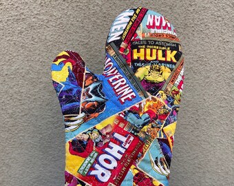 Oven mitt made with Marvel Comic fabric, kitchen decor