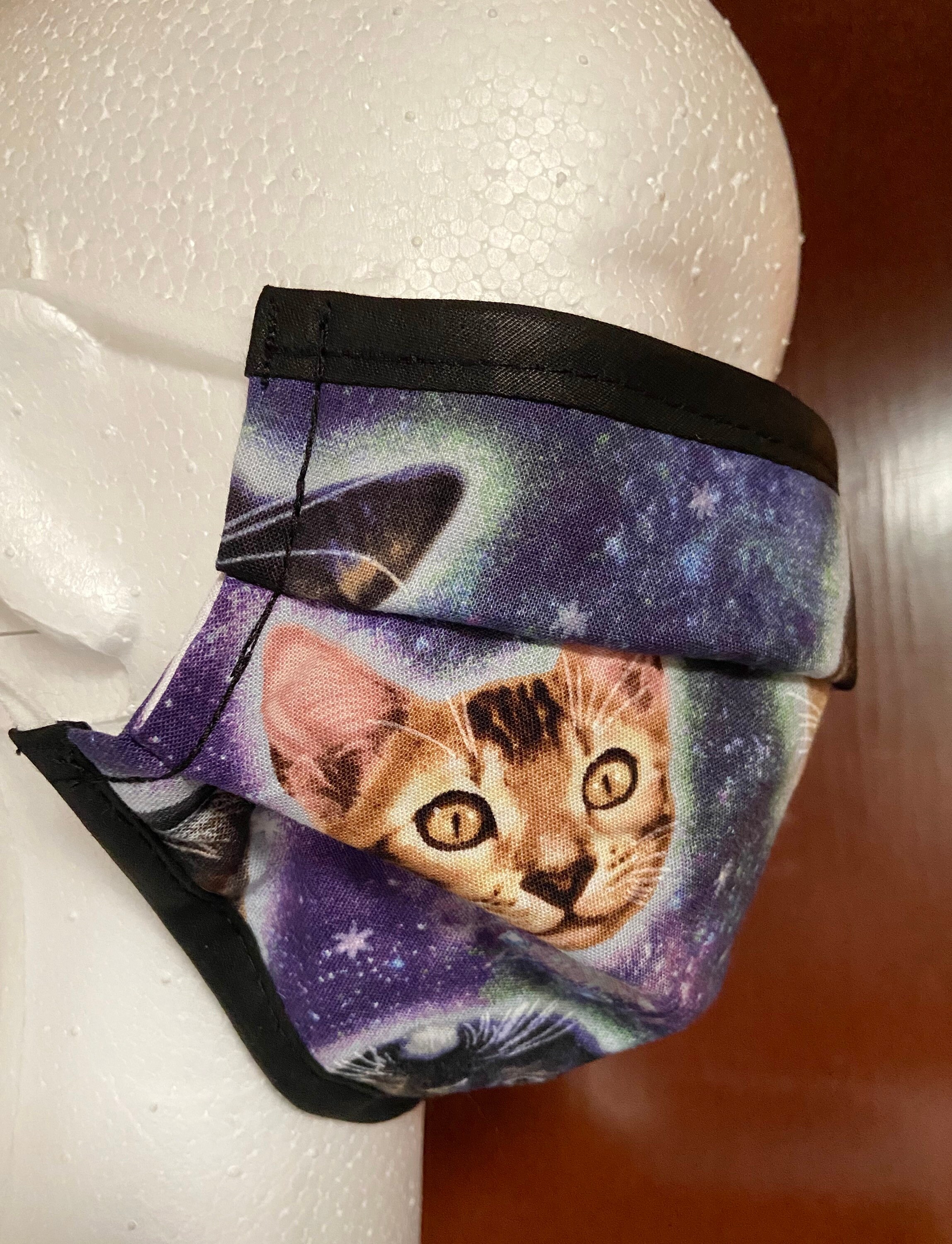 PREORDER Purple space cats face mask with filter pocket Etsy