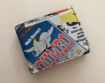 Bifold wallet made with cartoon movie poster fabric