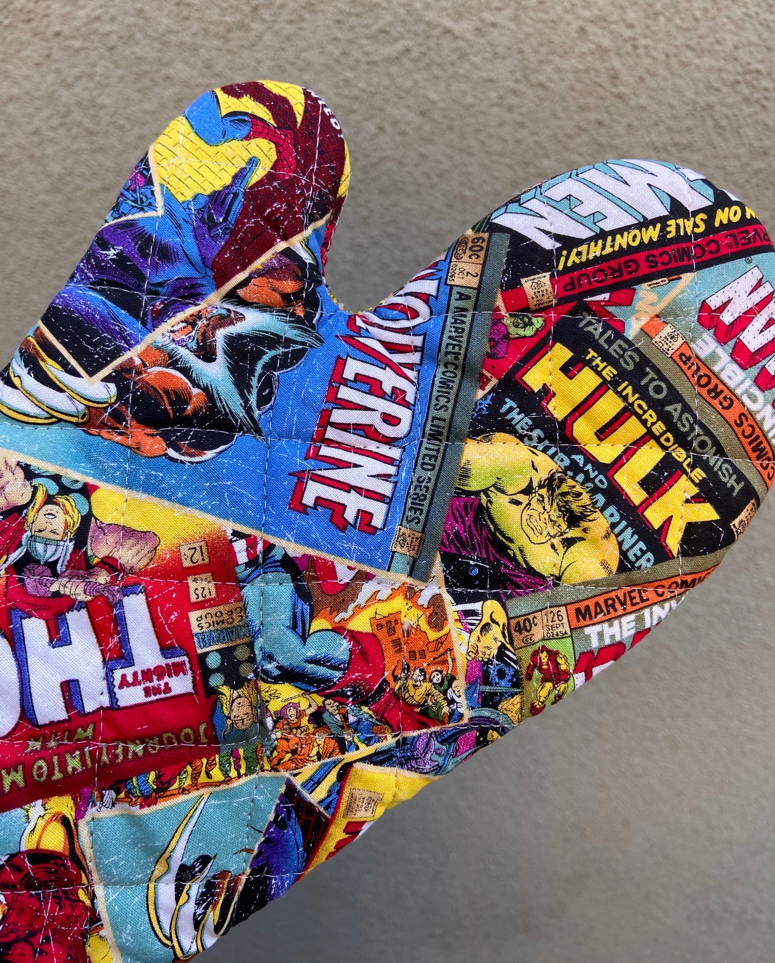 Oven mitt made with Marvel Comic fabric kitchen decor Etsy