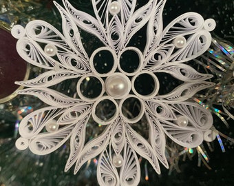 Quilling snowflake, Christmas tree ornament, Paper snowflake