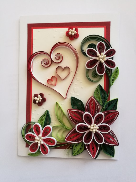 Greeting Quilled Card Quilled Valentine Day Card Handmade Quilling Card I Love You Card Red Flowers Card Paper Card Greeting Quilled Card Quilled Valentine Day Card Handmade Quilling Card I Love You Card Red Flowers Card Paper Card