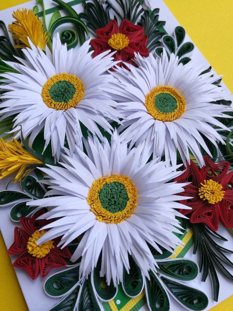 Quilling card with daisies Birthday card Congratulation card Quilling flowers for any occasion Mother/'s day card