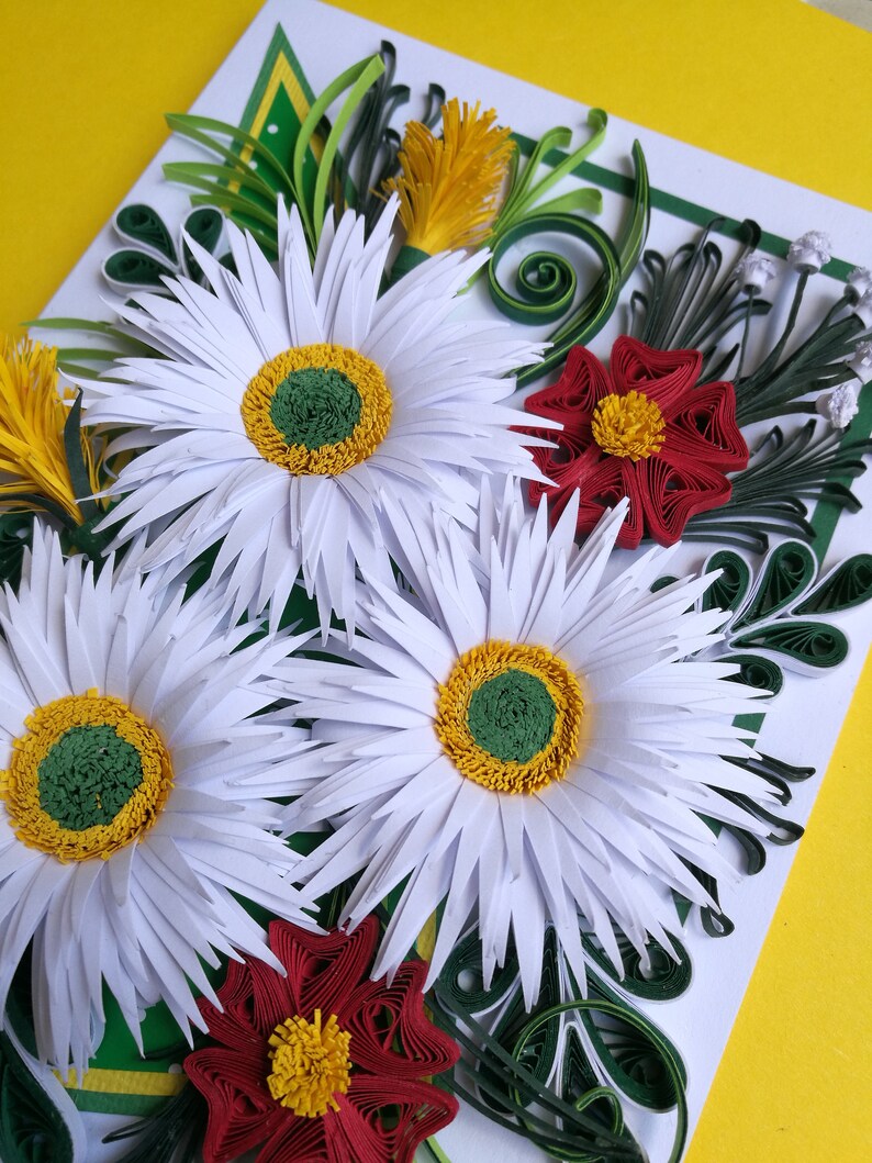 Quilling card with daisies Birthday card Congratulation card Quilling flowers for any occasion Mother/'s day card