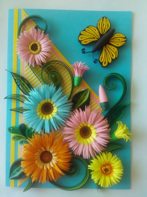 Quilling Card Greeting Quilling Card Handmade Card Birthday Etsy