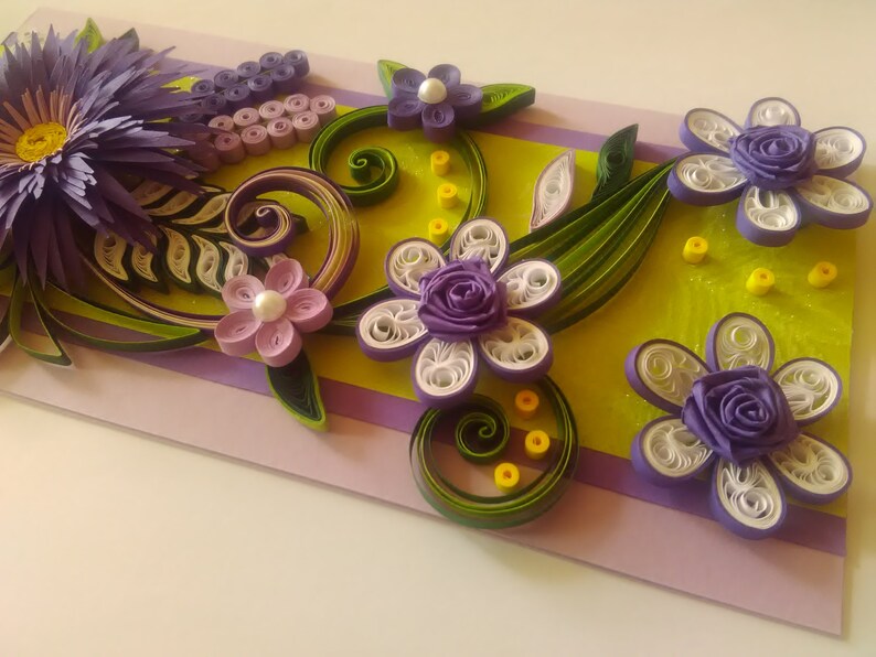quilling card birthday quilled card greeting card purple
