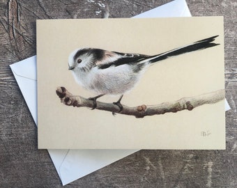 Long-tailed Tits greeting card – blank inside