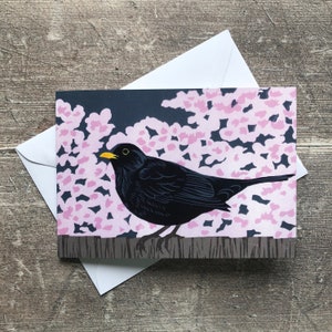 Grußkarte mit Amsel – innen blanko