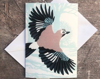 Wintry Jay greeting card – blank inside