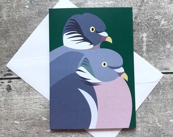 Woodpigeon greeting card - blank inside