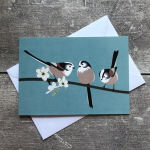 Carte de vœux pour la mésange à longue queue – vierge à l'intérieur | Carte de voeux d'oiseau de jardin