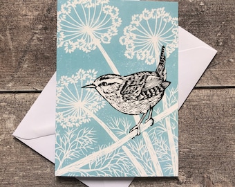 Wren bird greeting card – blank inside