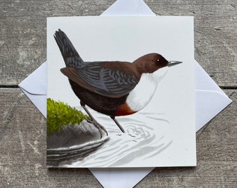 Dipper bird greeting card - blank inside