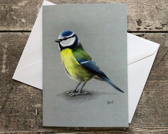 Blue Tit greeting card – blank inside | Garden bird greeting card