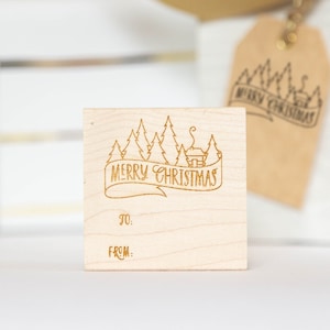 Christmas Tag Rubber Stamp - To From Stamp - Merry Christmas Stamp - Christmas Rubber Stamp - Christmas Tags