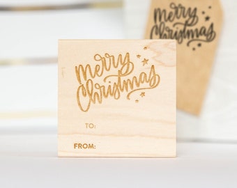 To From Stamp - Christmas Tag Rubber Stamp - Merry Christmas Stamp - Christmas Rubber Stamp - Christmas Tags