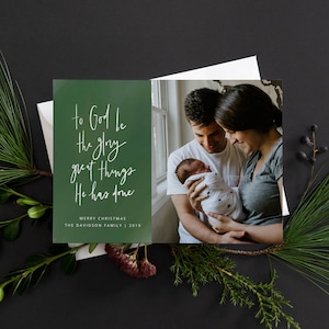 Christliche Weihnachtskarten - Weihnachtskartenvorlage - Sofort Download - Corjl - To God Be The Glory - Hand Lettered Cards